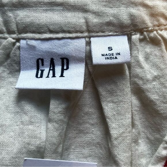 Gap Boho Blouse V neck Pullover Small Cream with red and blue trim - Picture 3 of 9
